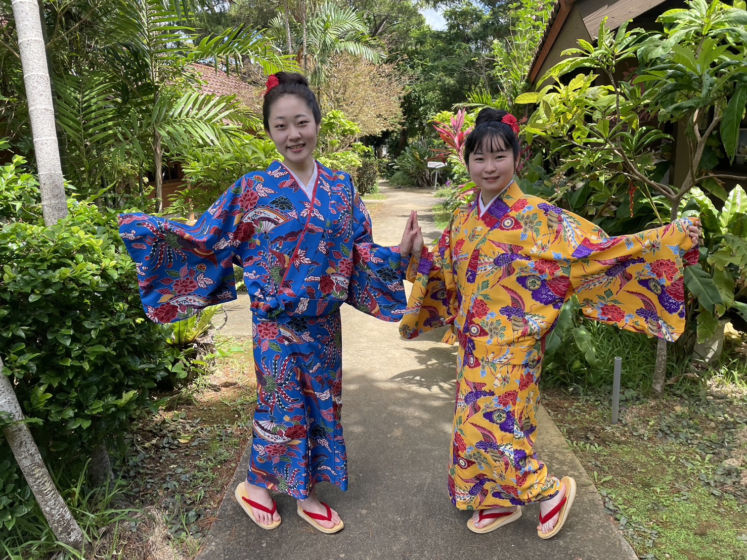 当店の熱帯植物園に咲いているハイビスカスの生花を、髪飾りにご利用いただけます♪